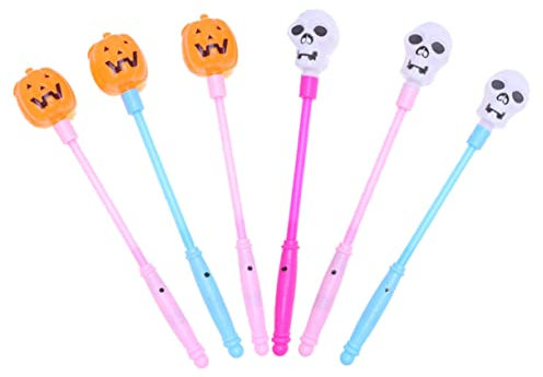 TOYANDONA Leuchtstäbe Kinder Halloween 6 Stück LED Handstab Kürbis Totenkopf Zufällige Farben Leuchtspielzeug für Party Geburtstagsgeschenk Deko