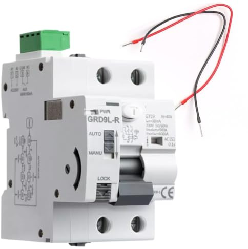 Interruptor Diferencial Auto Rearmable 2P 40A 30mA Clase AC - RCCB + cables | 3 intentos de rearme automático, rearme en 10 s, 60 s y 300 s e incluye cables de conexión, Ideal para segundas residencias