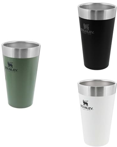 STANLEY Adventure Pint Apilable 0.47L - Negro Mate, Blanco Polar, Verde Martillado