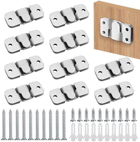 Support de Montage Dissimulé Fixation Miroir Crochet Connecteur Cadre Clips en Z Encastré, Embarqué Interverrouillage Pendaison Boucle Quincaillerie Murale en Acier Inoxydable pour Photos Miroirs