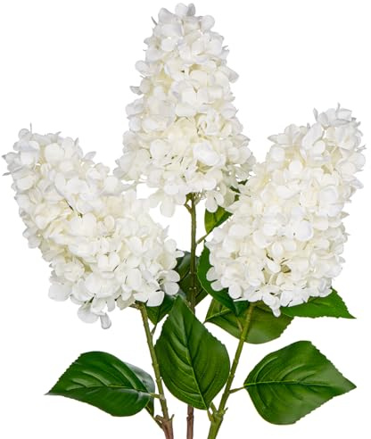 Arborus 3PCS Fake Flowers Hydrangea Artificial Flowers 28 Long Stem White Faux Flowers for Vase, Real Touch Silk Flowers Décor for Floral Arrangement Home Farmhouse Office Hotel Decoration