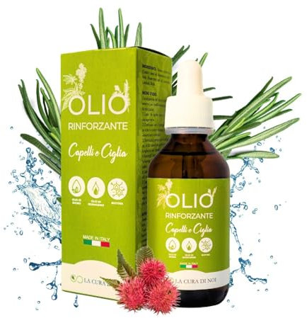 La Cura Di Noi - Olio di Rosmarino per Capelli Con Olio Di Ricino Capelli e Biotina l'Unico 3 in 1 50 ml Ciglia Rinforzante Volumizzante. Acceleratore Crescita Capelli. 100% Italiano!