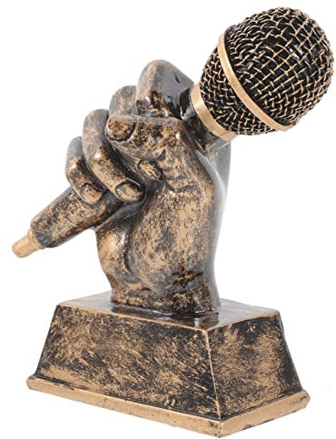 POPETPOP Microphone Trophy for School Events Karaoke Singing Party Awards Resin Sculpture Decor