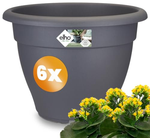 Gardebruk® 6X Blumentopf Torino Campana 38x28cm rund Übertopf Pflanzkasten Pflanzentopf Pflanzgefäß Blumenkasten Kunststoff Blumenkasten anthrazit