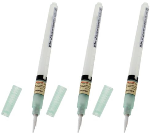 BON-102 Soldering Flux Pen, 3Pcs Refillable Transparent Flux Rosin Brush Tip Pen for PCB Board Soldering & Maintenance