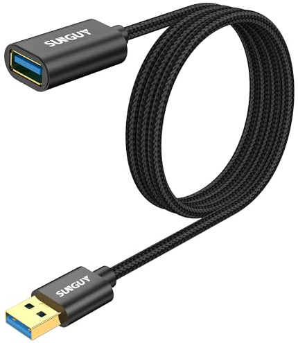 SUNGUY USB 3.0 Verlängerung Kabel，Verlängerungskabel 5Gbps Superschnelle USB A Stecker auf A Buchse Verlängerung für Kartenlesegerät,Tastatur, Drucker, Scanner, Kamera[1m-Schwarz-1Stück]