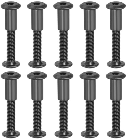 PATIKIL 20 kit Tornillo de Conexión, M6*30mm Postes de Tornillo de Unión Hexagonal Tornillos Chicago de Encuadernación Acero al Carbono Manguito para Muebles Cinturón Armario, Negro