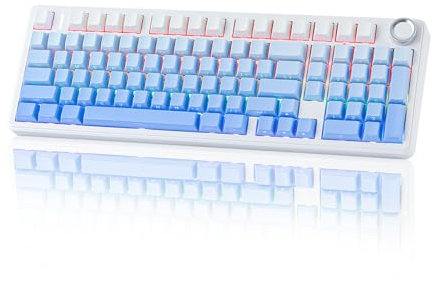 EPOMAKER X Aula F99 Pro Teclado Mecánico Inalámbrico para Juegos, Intercambiable en Caliente, 2.4GHz/Type-C/BT5.0, con Perilla, NKRO y Retroiluminación RGB para Win/Mac/Juegos (Azul Degradado)