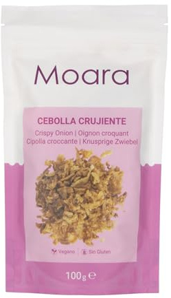 Cebolla Frita Crujiente, Ideal para Ensaladas y Guarnición, Sin Gluten, Vegano, Sin Aceite de Palma, Bajo contenido en grasa, Sin aditivos ni Conservantes, Envase DoyPack 100g.