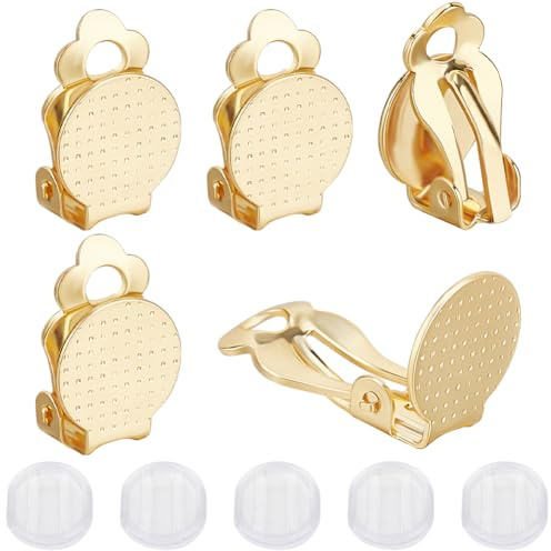 Beebeecraft 1 Box 20 Stück Clip-On Ohrringe 18 Karat Vergoldetem Messing Flache Runde Ohrclips Mit Silikonpad Ohrring Clips Für Schmuckherstellu