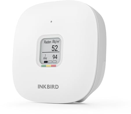 Inkbird Radon Detector for Home, INK-RD3 Portable Radon Tester, Alpha Spectrometer Sensor, Radon Level Indicator, 2-Year Battery & E-Ink Display, No Lab Fees, Bq/m³ & PCi/L Units Switchable | Radon Level Indicator, Long Term and Short Term Monitoring