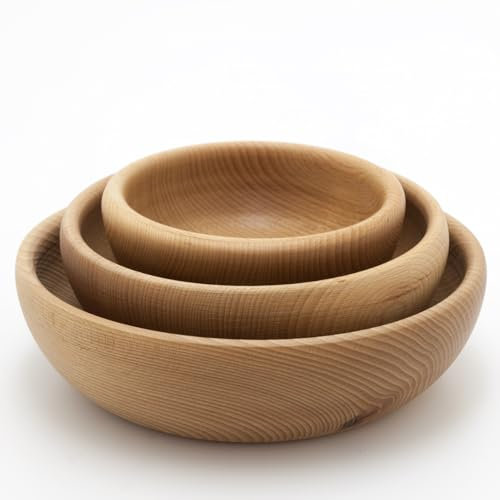 Holzfee Schale Holz Nussknacker-Zubehör Nussschale Salatschale (Set 16+18+20 cm)