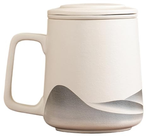 Tazza da tè con infusore, Tazza da tè con infusore e coperchio | Bicchiere con infusore per tè in ceramica opaca da 360 ml - Tazza da caffè calda vintage, bollitore per tè con filtro estetico per tè O