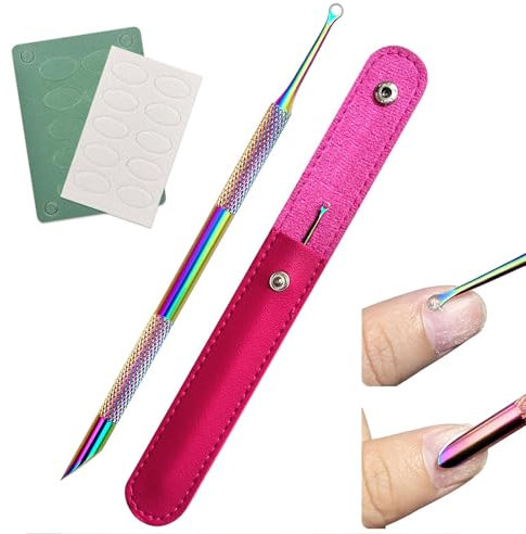 LunarCharm Nagelhautentferner mit zwei Enden, Nagelhautschieber zur Vorbehandlung mit Schlaufe zum Entfernen der Nagelhaut, Nagelhautwerkzeug aus Edelstahl