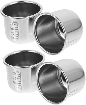 TOPBATHY 1 Juego Taza De Medicina De Acero Inoxidable Herramienta De Medición Engrosada Vaso Medidor Metalico Soporte De Almacenamiento Taza De Acero Inoxidable Silver 4 Piezas