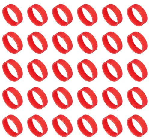 sourcing map 30Pcs Silicone Rubber Bands,20mm/0.8Inch Rubber Bands Rings Cable Ties Strong Elastic Bands Non-Slip for Cord Wrapping Bag Wraps, Red