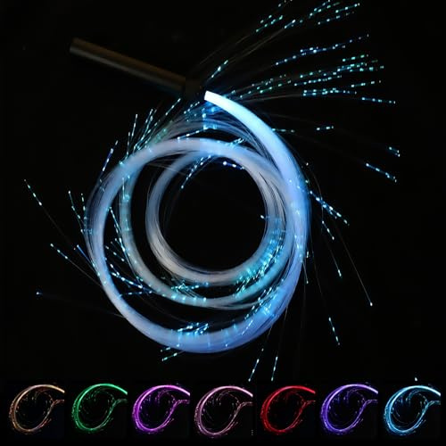 GOMETY 4 Leuchtmodi LED Peitsche, Um 360 Grad Drehbare Tanzpeitsche, LED Glasfaser Weltraumpeitsche, Super Helles Ed Lichtpeitsche Mit 7 Farben, Für Tanzshow, Partys, Lichtshows, Edm Musik-Festivals