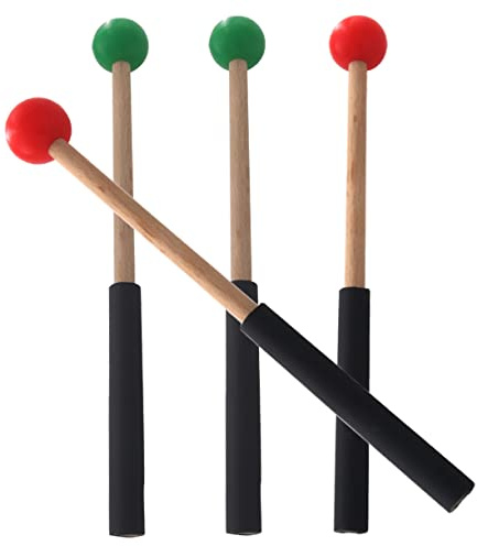GOOHOCHY 2 Pares de Mazos Varios estilos Madera y Goma, sin Rebabas, Superficie Lisa de Percusión para Marimba y Lengua Ideales para Profesionales y Principiantes
