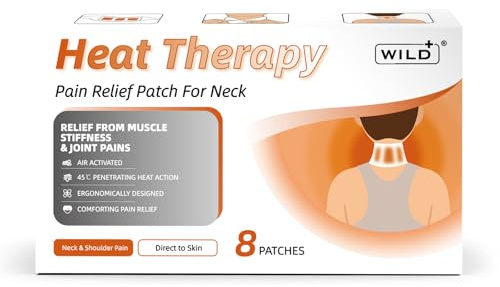 WILD+ Heat Patches for Neck Pain Relief, Direct to Skin Extra Warm Pain Relief Patch, Heat Therapy-Travel/Business Trip, Heat Pack for Muscle Stiffness & Joint Pains |8 Patches