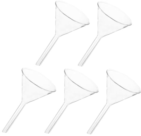 GALPADA Embudo Triangular De Vidrio Sólido 60 Mm, Set De 5 Piezas, Embudo De Alimentación Química Reutilizable, Para Laboratorios y Experimentos Científicos