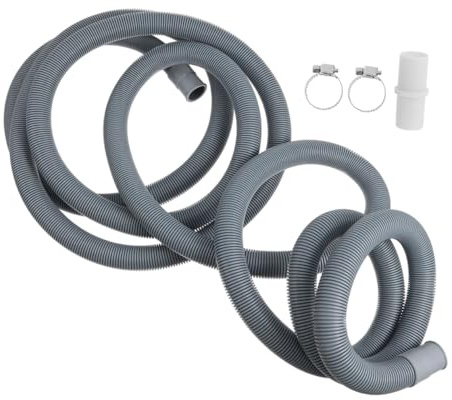 GARVALON Tubo di Scarico Lavatrice Estensibile Metri con Connettori e Fascette Flessibile e Resistente per Cucina Bagno e Lavanderia Anti-perdita e Facile Installazione