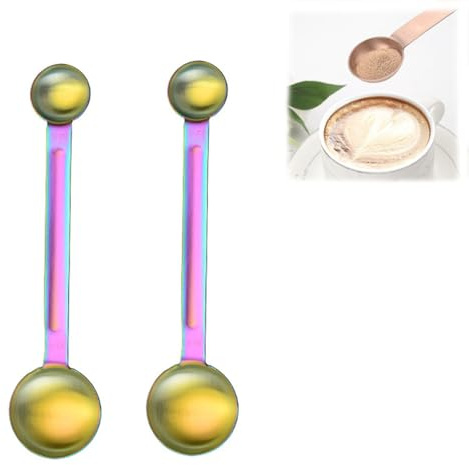 Juego De 2 Cucharas Medidoras De Café, De Acero Inoxidable Con Mango Largo De Doble Extremo, Cucharas De 5 Ml Y 15 Ml, for Medidas Precisas En Repostería, Té Y Otros Condimentos(B)