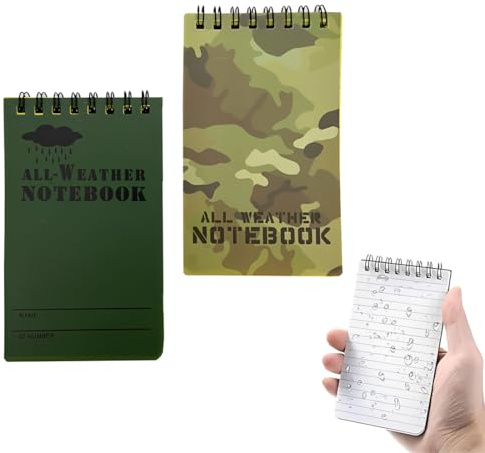 FUHAMJ 2 Pezzi Blocco Note Per Tutte Condizioni Atmosferiche, Note Impermeabile Taccuino Appunti Tascabile Quaderno Spirale Blocchi Appunti Stenografia Mini 7.6 X 12.7 Cm, Per All'Aperto Viaggio