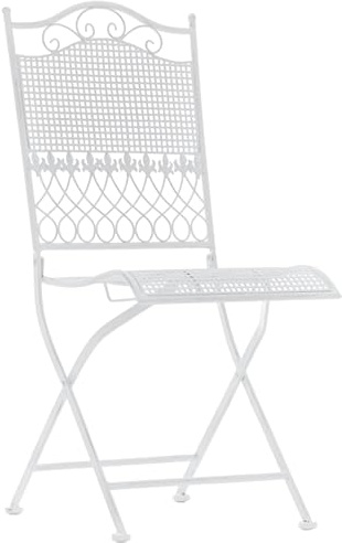 CLP Gartenstuhl klappbar Kiran, Metallstuhl im Jugendstil, Balkonstuhl aus Eisen für Terrasse, Balkon und Garten, romantischer Landhausstil | Farbe weiß