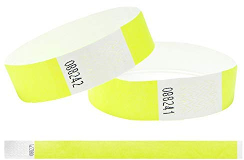 J&R Armbänder, papierähnlich, hergestellt aus Tyvek® 1000 Stück mit 17 Farbvarianten zur Auswahl., neongelb