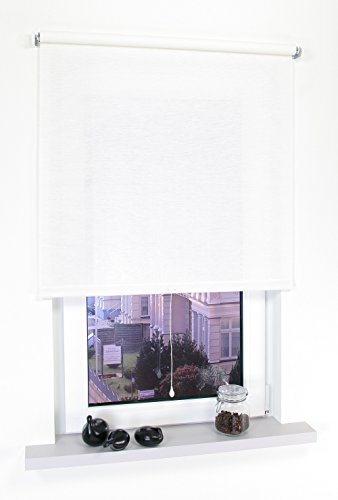 deko-raumshop Springrollo Mittelzugrollo Schnapprollo Fenster Rollo viele Größen Wandmontage Deckenmontage Stoff Blickdicht lichtdurchlässig Sonnenschutz Vorhang (180 x 180 cm, Struktur Natur Weiß)
