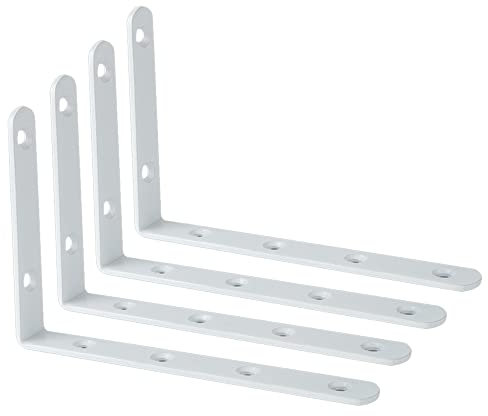 Sayayo Staffe per Mensole Bianche Staffe per Mensole Pesanti Staffa Angolare in Acciaio Inox, Supporti Mensola Reggi Mensola Porta Mensole da Muro, 150 mm * 100 mm, 4 Pezzi