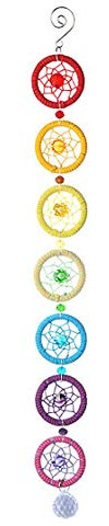 iPobie 7 Chakra Cattura Sogni Arcobaleno con Prismi di Cristallo per Finestra di Auto Decorazione Casa Murale Da Appendere