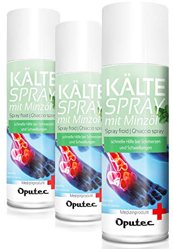 Oputec Lot de 3 sprays de glace de 400 ml pour le sport : spray de premiers secours en cas de blessures sportives, de douleurs et de gonflements (menthe) – Spray rafraîchissant médical pour chaque