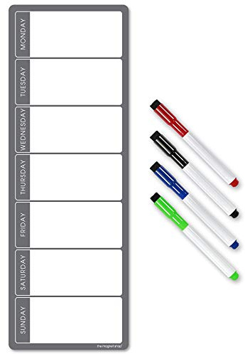 TMS Magnetischer Wochenplaner und Organisator | Vollständig anpassbares Whiteboard für Familien-/Geschäftsaufgaben und Essensplanung | Inklusive Stift (Mehrfarbig, A4)