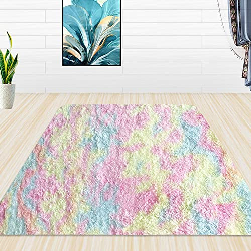 Hochflorteppich, Kunstfell-Teppich, weich, flauschig, rutschfest, für Wohnzimmer, Schlafzimmer, Wohnzimmer, Kinderzimmer, Boden, 200 x 300 cm, bunt