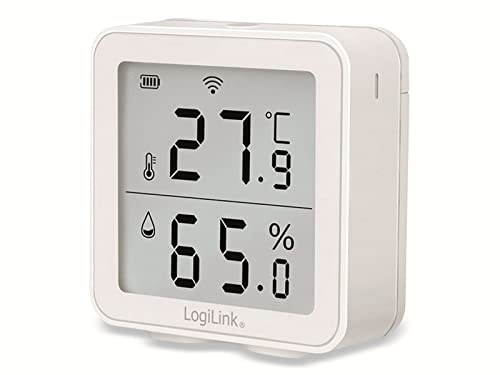 LogiLink SC0116 - Thermo-Hygrometer, Wi-Fi Remote Monitoring (via Smart Life App) for Healthy Air Quality, Amazon Alexa & Google Voice Control, White