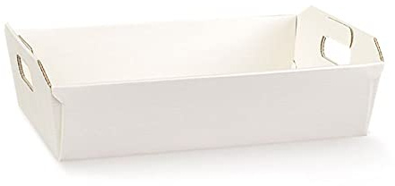 Bomboniere 5 PZ Seta Bianco 31x22x9 cm Cesto Vassoio 5 CESTI VASSOI Porta Cartone Robusto Made in Italy