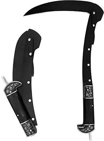 TOKSANG.KF Sicherheit Sharp Gartenarbeit Jäten Faltende Sichel Doppel Retro Bolsters Sense Werkzeug mit Nylonscheide Geschenkbox
