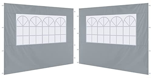 ABCCANOPY 2X Seitenwand/Seitenteile mit Fenster für 3x3m pavillon,3x6m pavillon,partyzelt,festzelt|Wasserabweisend,Grau