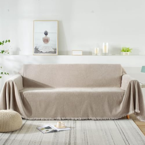 VanderHOME Copridivano in Ciniglia Di Alta Qualità, Coperta per Divano Calda, Super Morbida e Confortevole, Coperta Multifunzionale per Quattro Stagioni 180 * 150cm Kaki