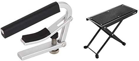 Shubb Capodaster L2 (lite) - für klassische Gitarre - Nickel & Adam Hall Stands SGS017 Gitarrenfußbank, Schwarz
