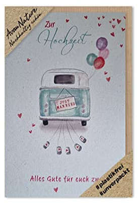 Hochzeit Karte Avan Nature Nachhaltig schöne Grußkarte Hochzeitsauto 16x11cm