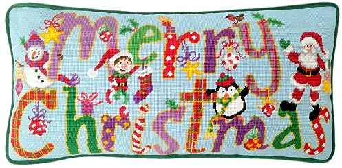 Bothy Threads Gobelin-Stickkissen Stickpackung Frohe Weihnachten Stickbild gedruckt