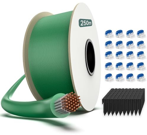 HAUSPROFI 250m Begrenzungskabel Mähroboter Set mit 750 Haken & 20 Verbindern, Ø2.7mm Begrenzungsdraht Universal für Gardena, Husqvarna, Worx, Rasenroboter Induktionskabel Komplettset
