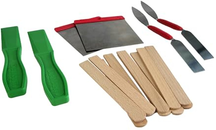 DIAMANT Polymer Set di 16 spatole, set di spatole composto da 10 spatole per legno, 2 spatole multifunzione, 2 ferri da stucco e 2 spatole larghe