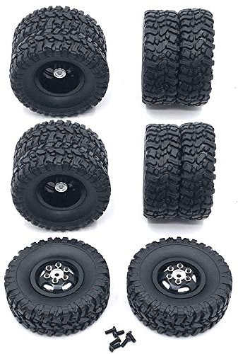 CAIONPLE Doppel Rad Metall Felge mit Gummi Reifen Reifen für B16 B36 Q60 Q63 Q64 6WD 6X6 RC Truck, Schwarz