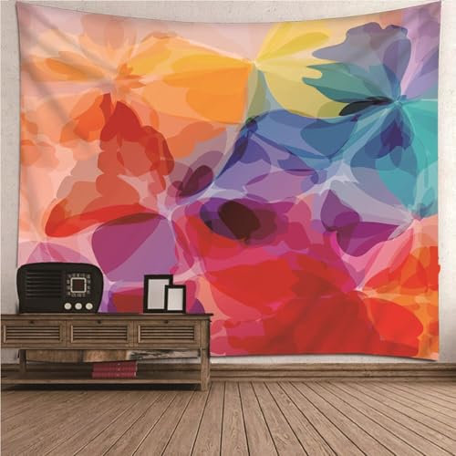 Wycian Wandbehang Schlafzimmer Wandbehang Makramee Groß Mehrfarbig Mehrfarbige Blumen Mikrofaser Wandbehang Außen Upgrade Weich 300X260cm （Breite x Höhe）