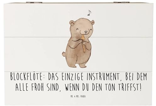 Mr. & Mrs. Panda 22 x 15 cm Holzkiste Blockflöte Freude - Geschenk, Musikinstrument, Illustrationen, Bassblockflöte, Ton treffen, Altblockflöte,