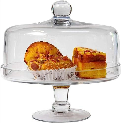 WOTZOV Alzata per Torta in Vetro e Coperchio Set di scatole per Caramelle Vassoio per Esposizione di Dessert per Feste di Matrimonio di Compleanno，