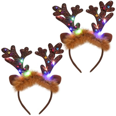 2 Stück Weihnachts haarreif mit LED,Weihnachten Beleuchtete Stirnbänder,Weihnachts Haarschmuck für Kinder und erwachsene,Stirnbänder für Weihnachtsfeiern accessoires